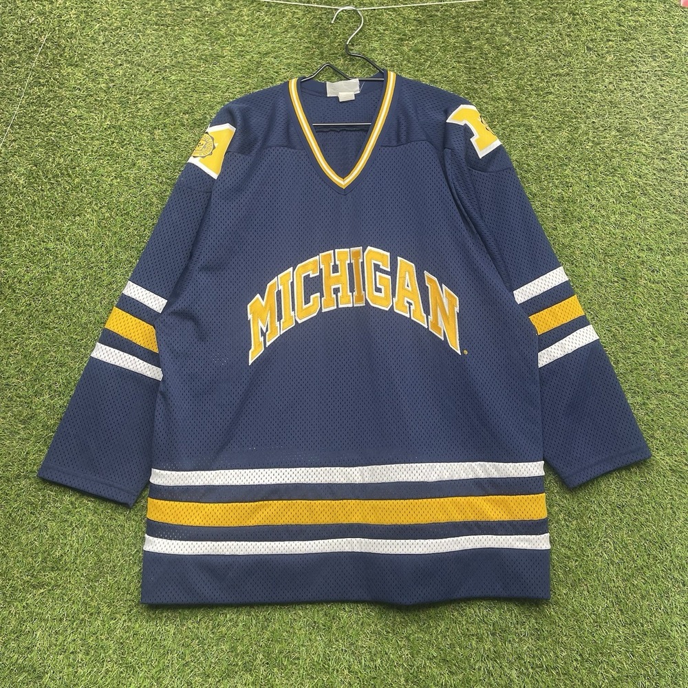 Vintage Michigan Wolverines Hockey Jersey Mens Large Aaron Sportswear Mesh KSA